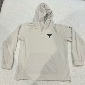 Under Armour Men's Light Beige Hoodie with Black Logo